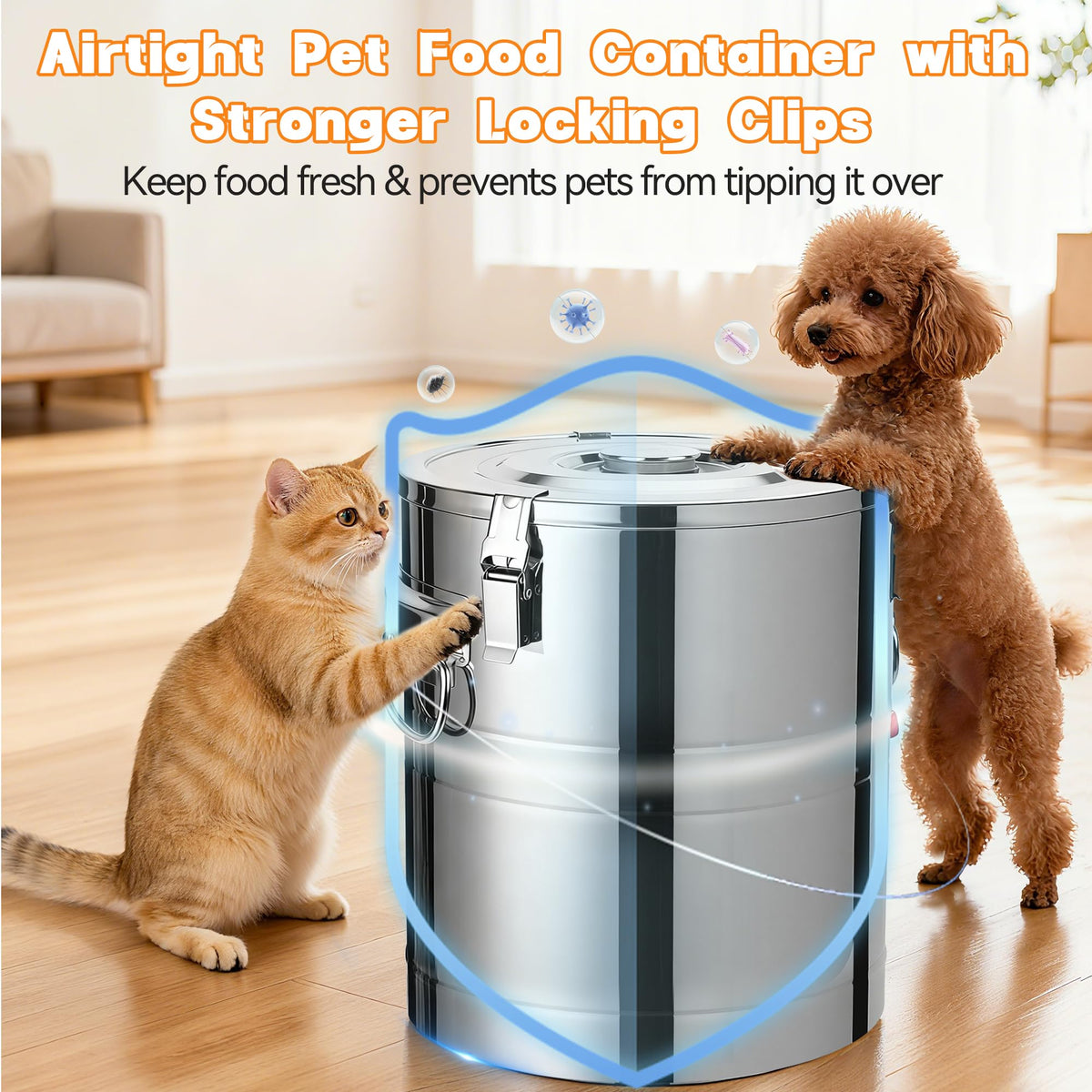 40lb Airtight Stainless Steel Dog Food Storage Container J673074