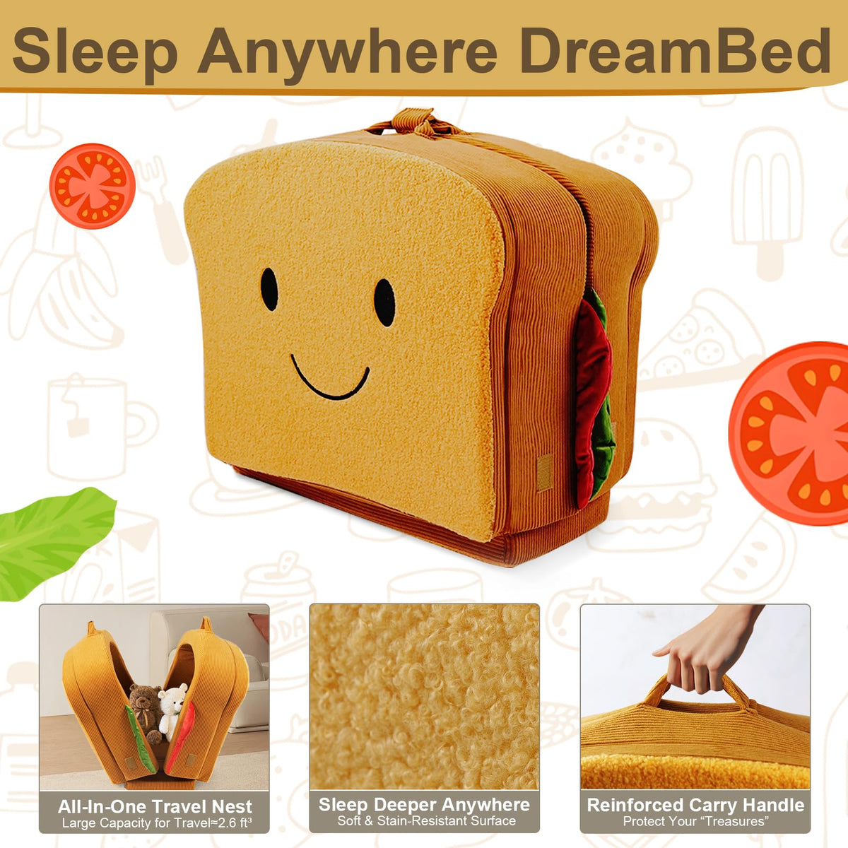 Portable Foldable Soft Foam Toddler Travel Bed with Safety Rail M26209