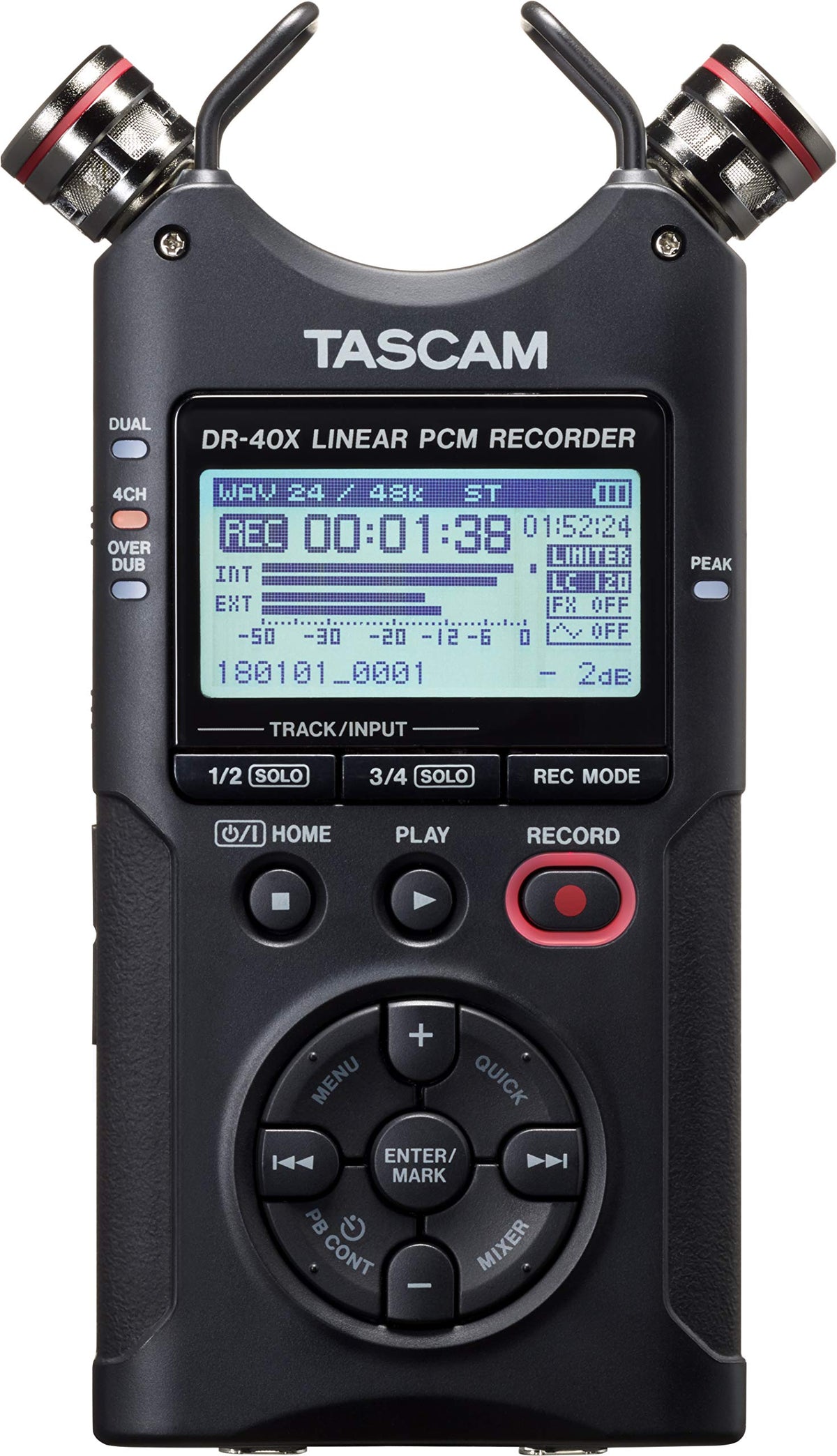 4-Track Portable Handheld Field Recorder with 2 XLR/TRS Inputs W306584
