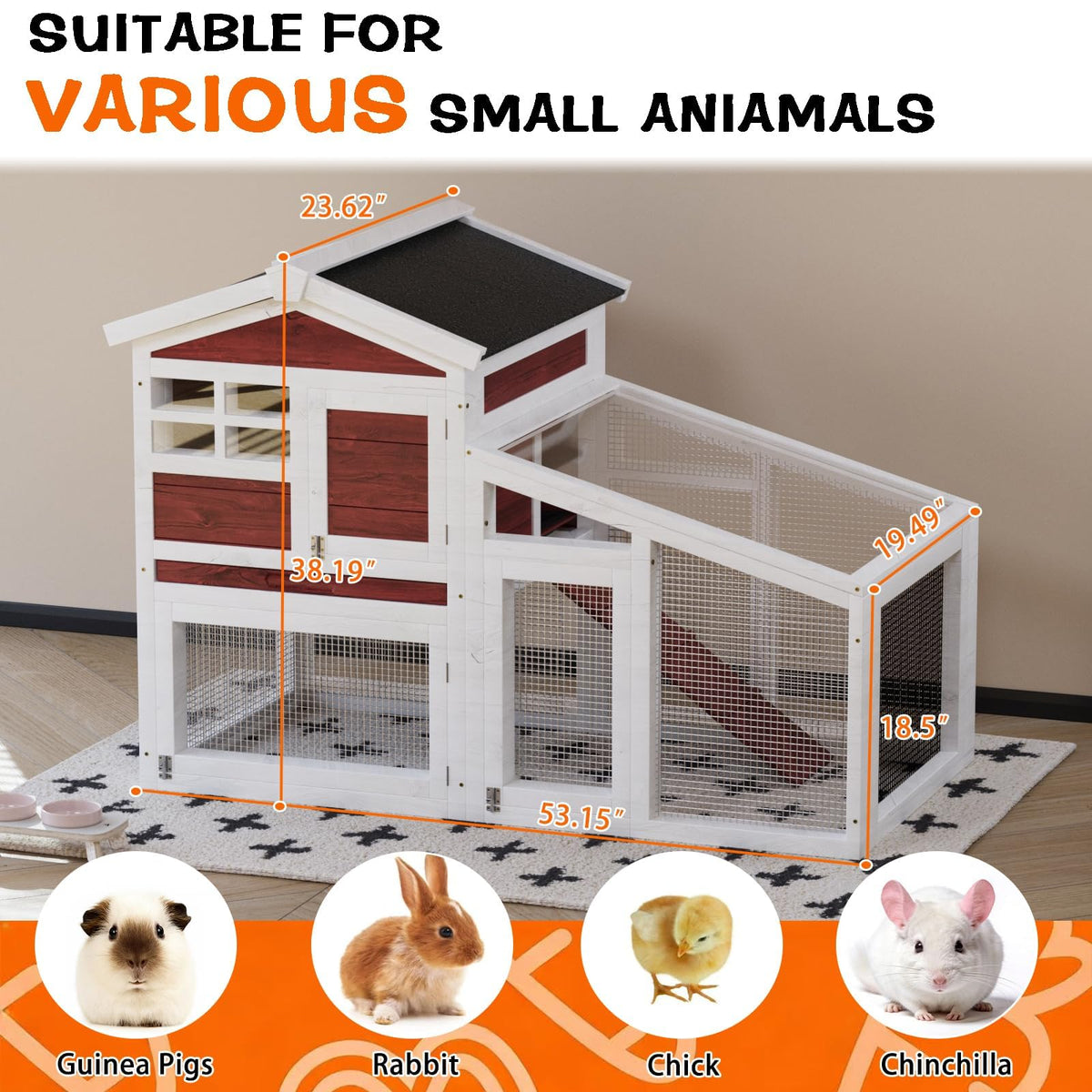 Weatherproof Wooden Rabbit Hutch C393