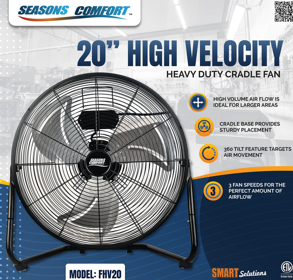 20 Inch 3 Speed Black High Velocity Fan N43959