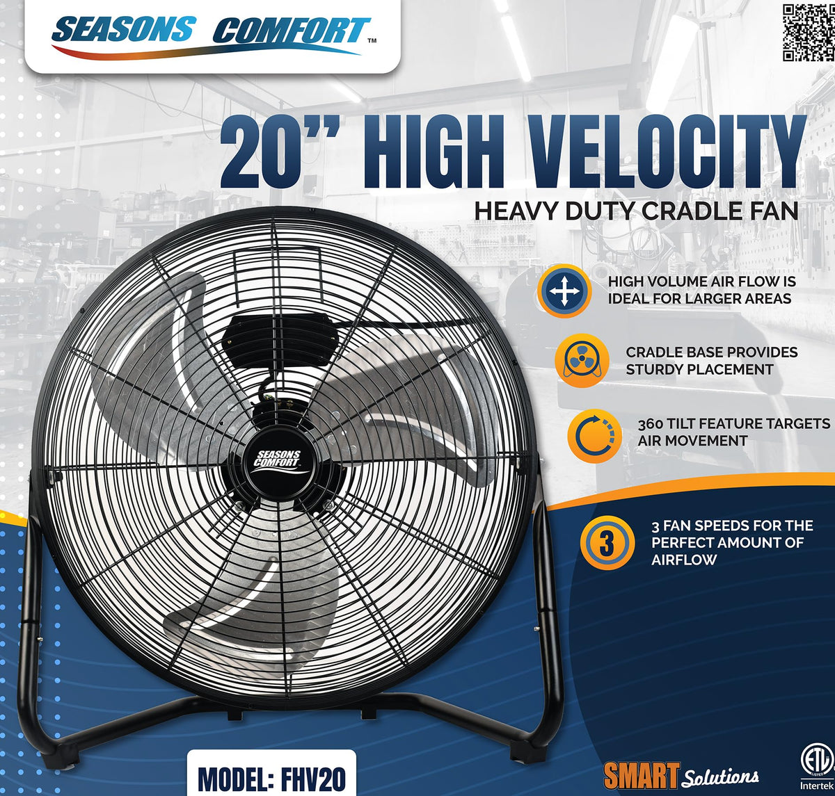 20 Inch 3 Speed Black High Velocity Fan N43959
