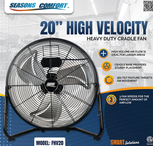 20 Inch 3 Speed Black High Velocity Fan N43959