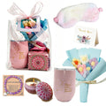 Spa Gift Set with Insulated Tumbler, Candle, Sleep Mask & Flower Bouquet V9185