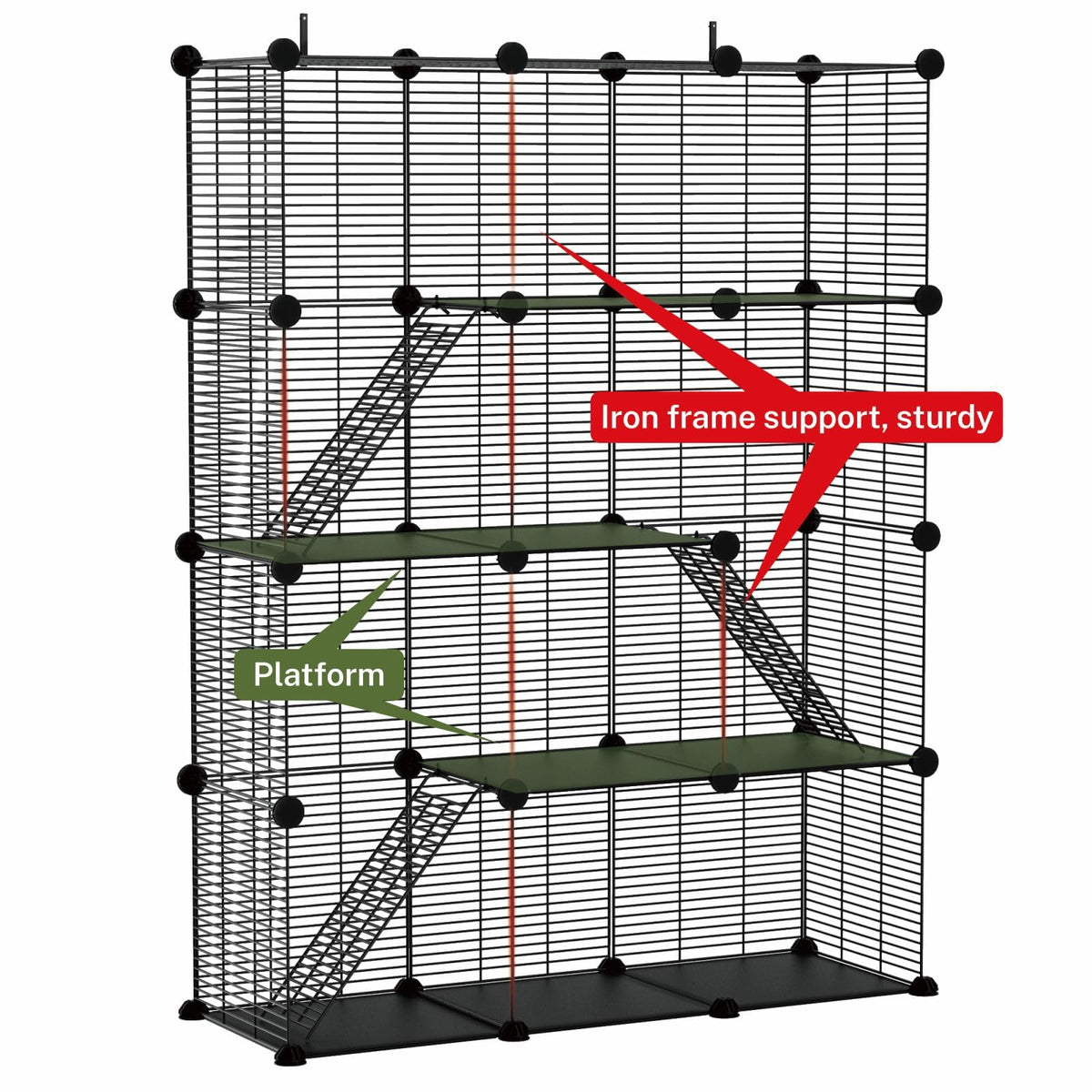 4-Tier Cat Cage Indoor with Anti-Tip Kit O413