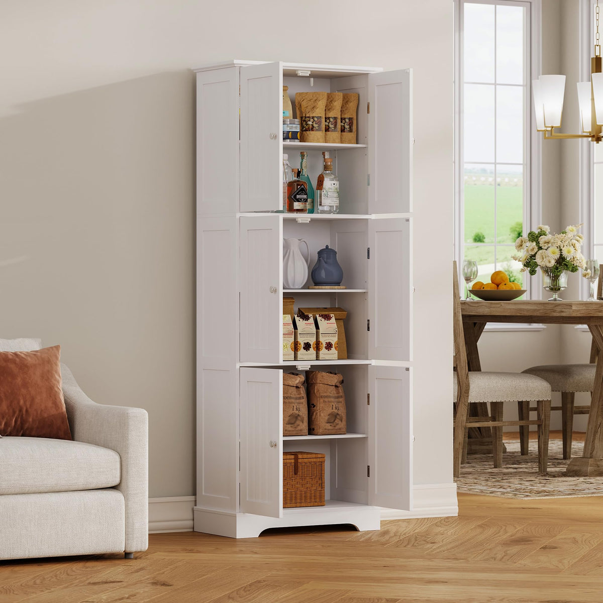 63.2" Tall Bathroom Storage Cabinet with 6 Doors J287235