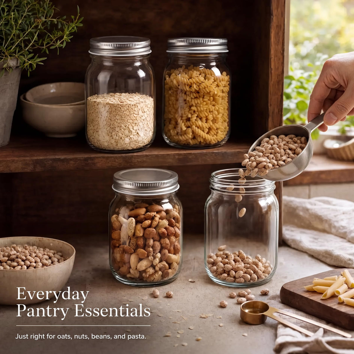 16 oz Clear Glass Mason Jars with Lids H1484