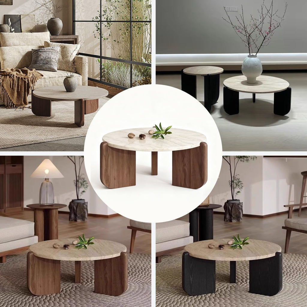 Solid Wood Stone Top Coffee Table E924278