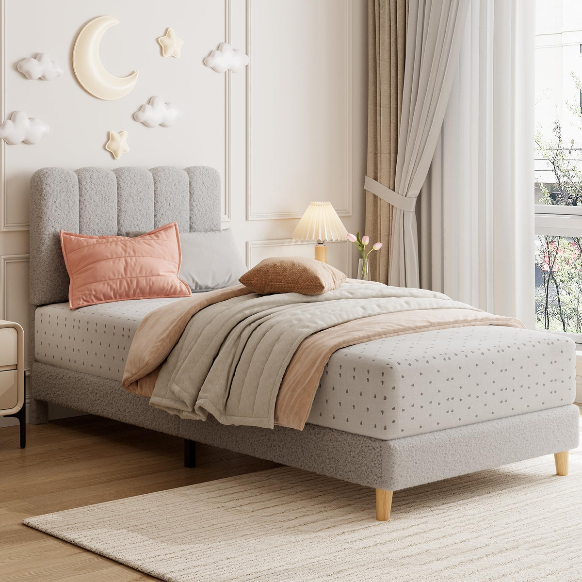 Twin Bed Frame with Headboard O161