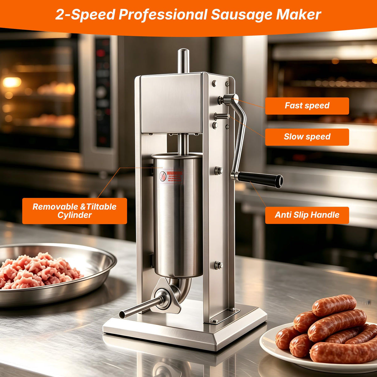 Stainless Steel Vertical Sausage Stuffer 11Lb/5L R164194