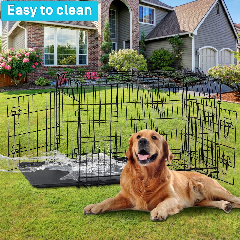 Folding Metal Dog Crate with Tray & Divider A5598