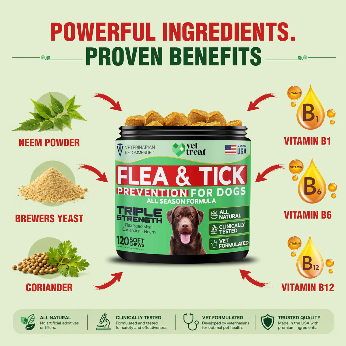 Flea and Tick Chewables for Dogs Chicken 120 Soft Treats Q765502