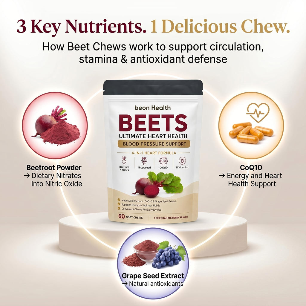 500mg Beetroot CoQ10 Grape Seed Extract Chews J946