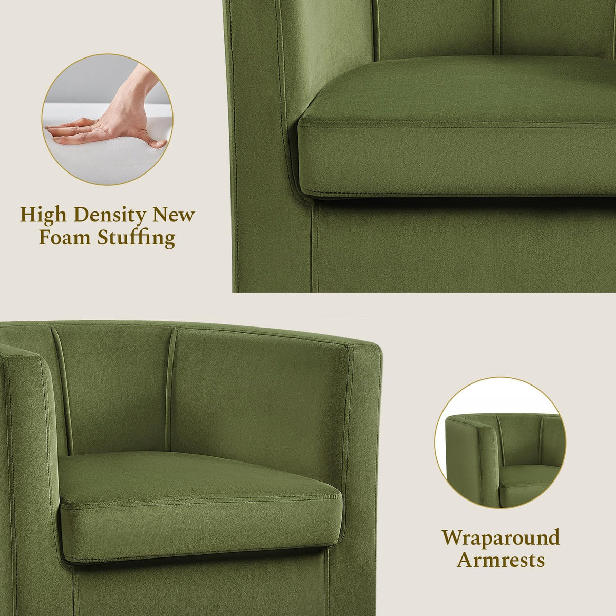 Barrel Accent Chairs Set of 2 Olive Green O53193