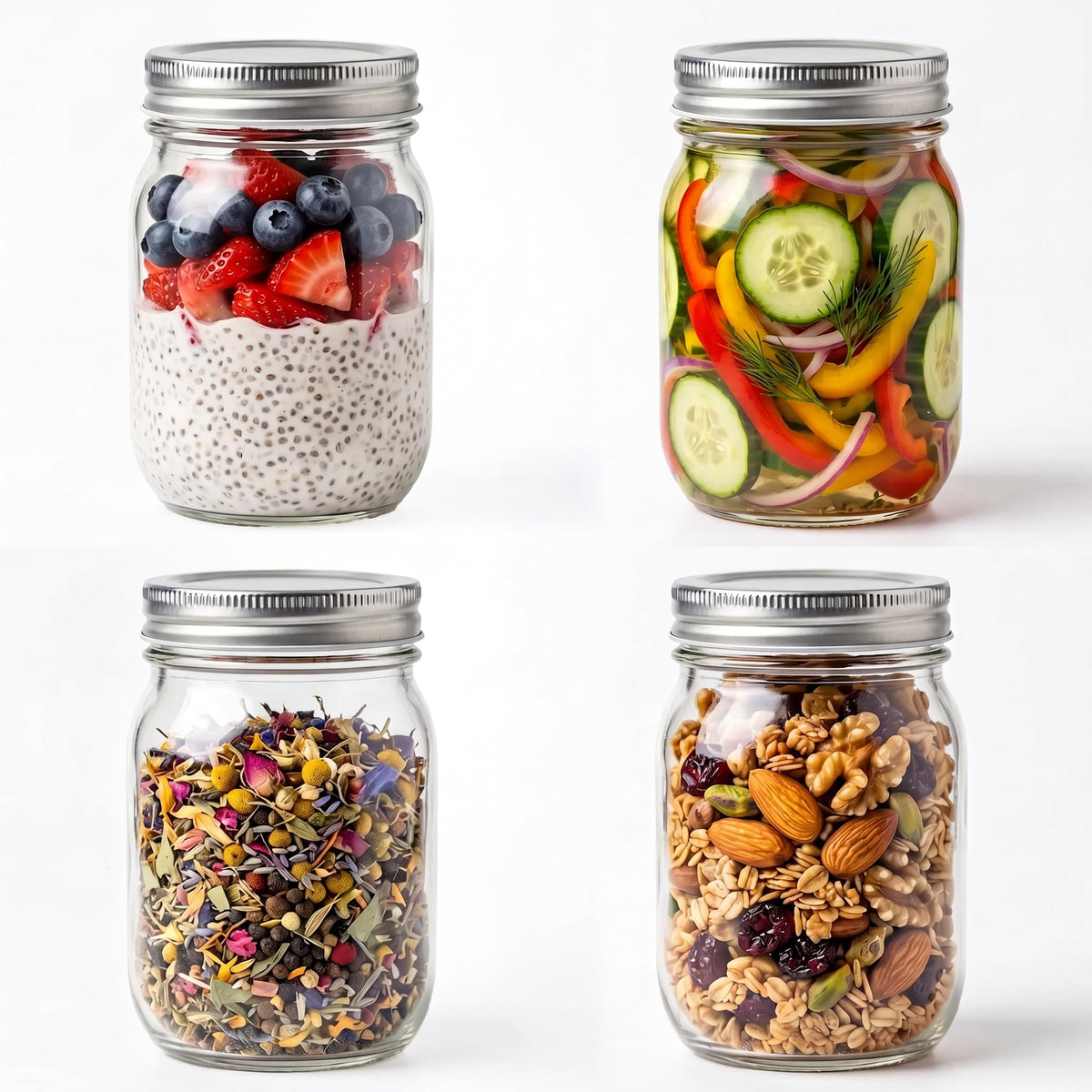16 oz Clear Glass Mason Jars with Lids H1484