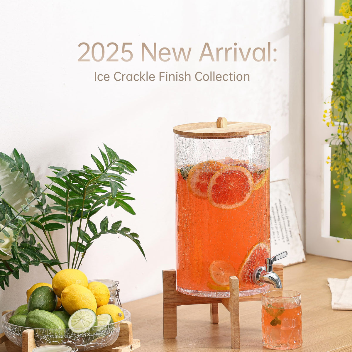 2 Gallon Glass Drink Dispenser with Stand E14534