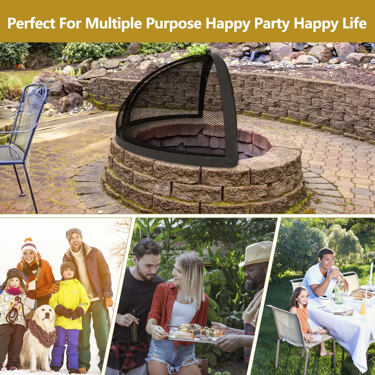 32" Round Fire Pit Spark Screen Cover with Door U5919