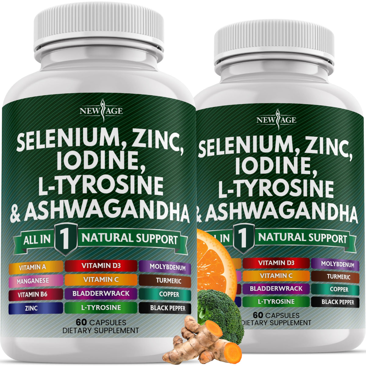 Selenium Zinc Iodine L Tyrosine Ashwagandha Supplement 120 Count L4583