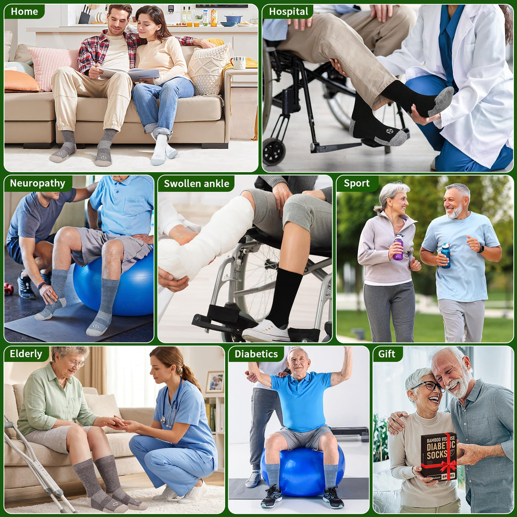 4 Pairs Crew Diabetic Socks Size 9-12/10-13/13-15 Y733