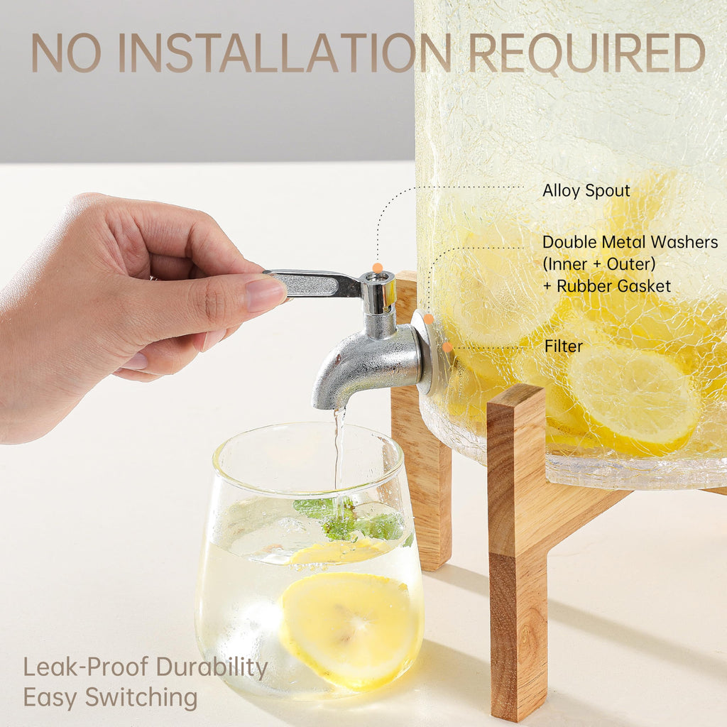 2 Gallon Glass Drink Dispenser with Stand E14534