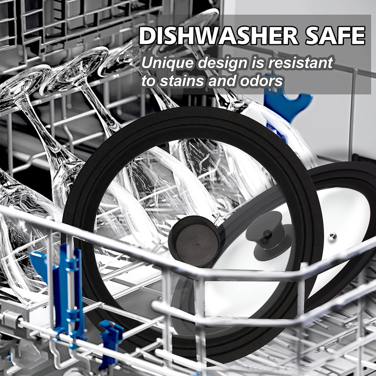Tempered Glass Lid with Silicone Rim for Pots Pans and Skillets T807839