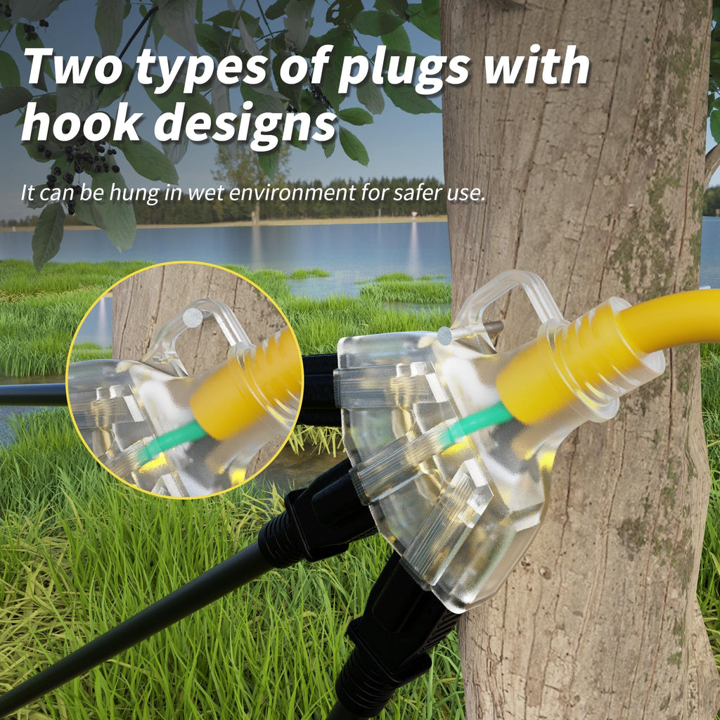 100 FT 12 Gauge Yellow Heavy Duty Outdoor Extension Cord Waterproof Q15128