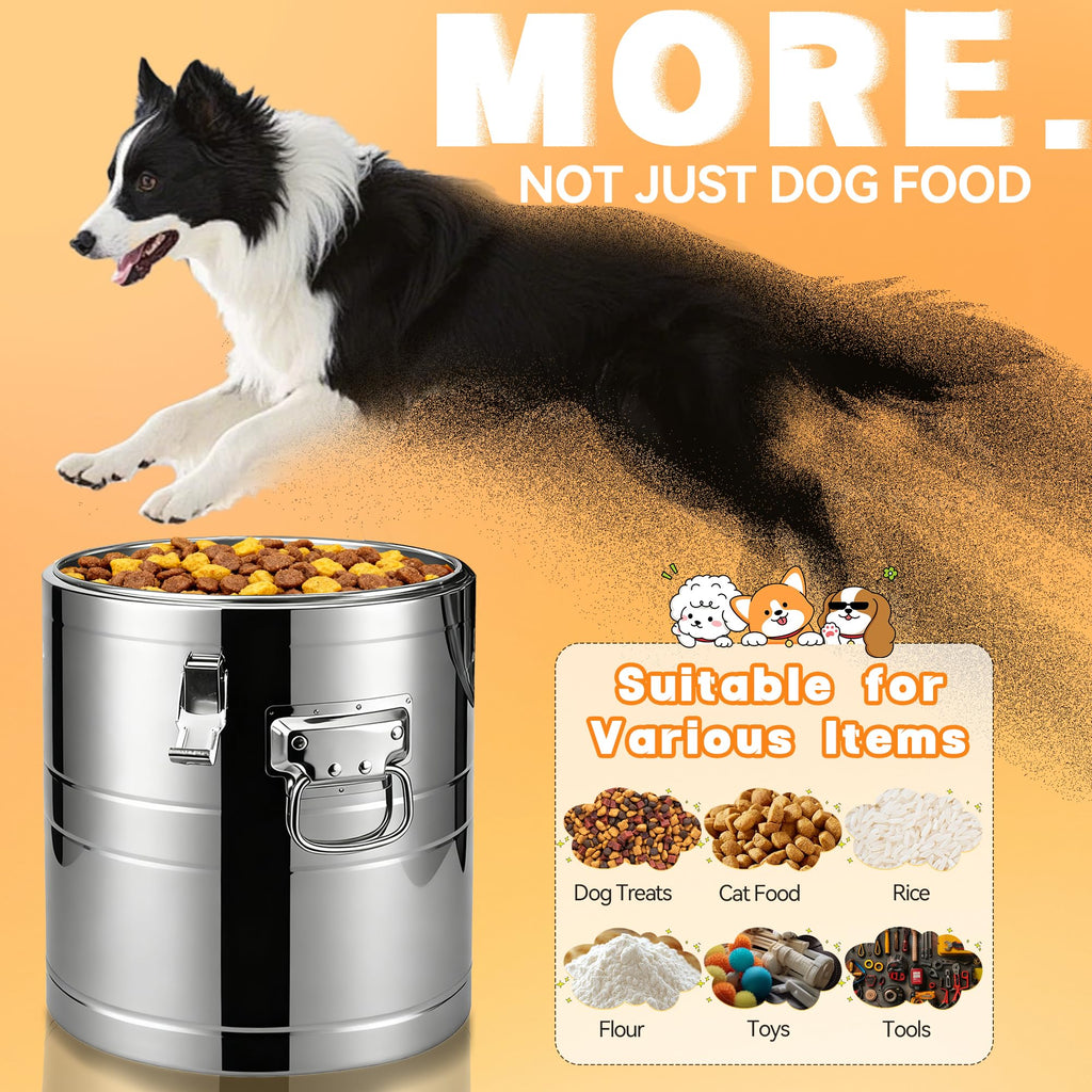40lb Airtight Stainless Steel Dog Food Storage Container J673074