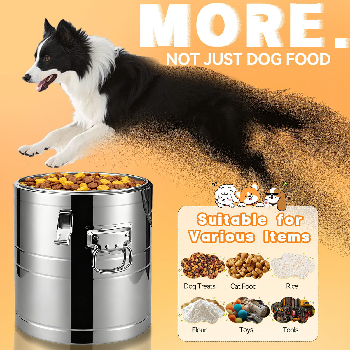 40lb Airtight Stainless Steel Dog Food Storage Container J673074