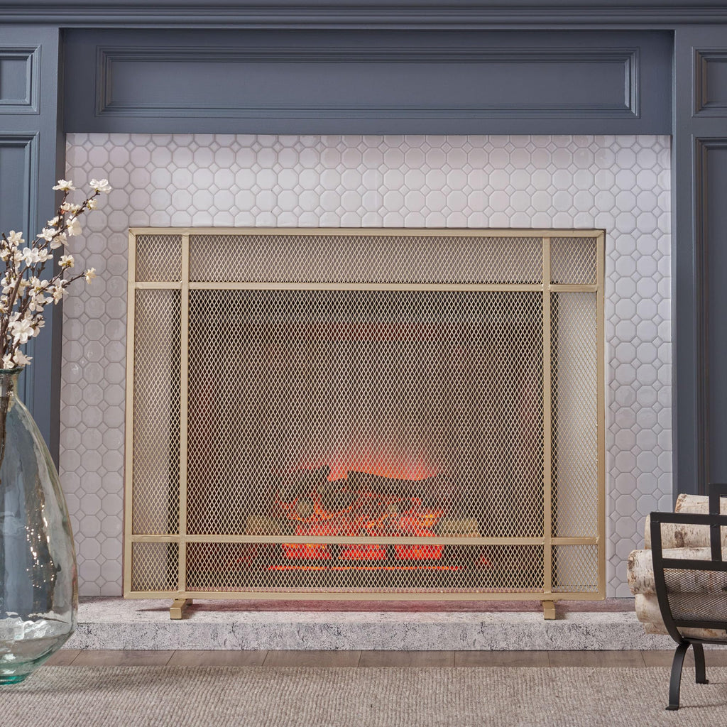 Black Metal Fireplace Screen R85940