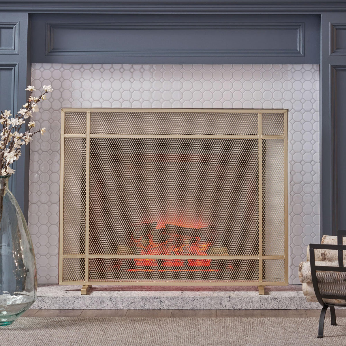 Black Metal Fireplace Screen R85940
